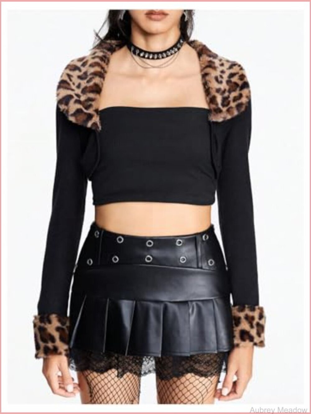 Fuzzy Cheetah Print Shrug Cardigan Long Sleeve Crop Top Open Front Y2K - Picture 5 of 6